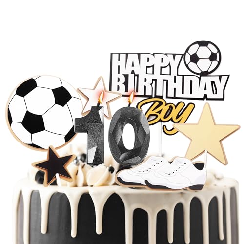Fußball-Kuchenaufsätze zum 10. Geburtstag, Kerzen für Jungen, 10. Geburtstag, Zahl 10, Kerzen für Geburtstagskuchen und Fußball-Themen, Geburtstagsparty, Kuchendekoration, Dekoration für Jungen ab 10 Fußball-Kuchenaufsätze zum 10. Geburtstag, Kerzen für Jungen, 10. Geburtstag, Zahl 10, Kerzen für Geburtstagskuchen und Fußball-Themen, Geburtstagsparty, Kuchendekoration, Dekoration für Jungen ab 10 von YAAVAAW
