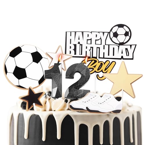 Fußball-Kuchenaufsätze zum 12. Geburtstag, Kerzen für Jungen, 12. Geburtstag, Zahl 12, Kerzen für Geburtstagskuchen und Fußball-Themen, Geburtstagsparty, Kuchendekoration, Dekoration für Jungen ab 12 Fußball-Kuchenaufsätze zum 12. Geburtstag, Kerzen für Jungen, 12. Geburtstag, Zahl 12, Kerzen für Geburtstagskuchen und Fußball-Themen, Geburtstagsparty, Kuchendekoration, Dekoration für Jungen ab 12 von YAAVAAW