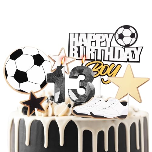 Fußball-Kuchenaufsätze zum 13. Geburtstag, Kerzen für Jungen, 13. Geburtstag, Zahl 13, Kerzen für Geburtstagskuchen und Fußball-Themen, Geburtstagsparty, Kuchendekoration, Dekoration für Jungen ab 13 Fußball-Kuchenaufsätze zum 13. Geburtstag, Kerzen für Jungen, 13. Geburtstag, Zahl 13, Kerzen für Geburtstagskuchen und Fußball-Themen, Geburtstagsparty, Kuchendekoration, Dekoration für Jungen ab 13 von YAAVAAW