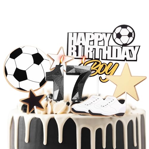 Fußball-Kuchenaufsätze zum 17. Geburtstag, Kerzen für Jungen, 17. Geburtstag, Zahl 17, Kerzen für Geburtstagskuchen und Fußball-Themen, Geburtstagsparty, Kuchendekoration, Dekoration für Jungen ab 17 Fußball-Kuchenaufsätze zum 17. Geburtstag, Kerzen für Jungen, 17. Geburtstag, Zahl 17, Kerzen für Geburtstagskuchen und Fußball-Themen, Geburtstagsparty, Kuchendekoration, Dekoration für Jungen ab 17 von YAAVAAW