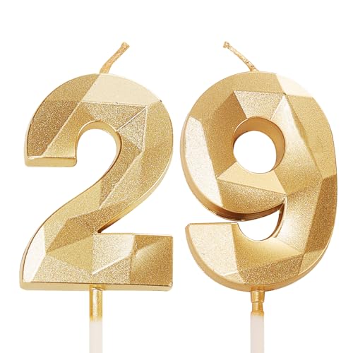 Geburtstagskerzen für Kuchen, Zahlenkerze Gold, Happy Birthday Kerzen Geburtstagskuchenkerzen, Tortenaufsatz für Kinder, Jungen, Geburtstag, Hochzeit, Firma, Jahrestag, Kuchendekorationen (Gold, 29) Geburtstagskerzen für Kuchen, Zahlenkerze Gold, Happy Birthday Kerzen Geburtstagskuchenkerzen, Tortenaufsatz für Kinder, Jungen, Geburtstag, Hochzeit, Firma, Jahrestag, Kuchendekorationen (Gold, 29) von YAAVAAW