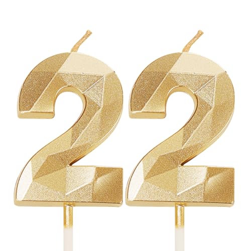 Geburtstagskerzen für Kuchen, Zahlenkerze Gold, Happy Birthday Kerzen Geburtstagskuchenkerzen, Tortenaufsatz für Kinder, Jungen, Geburtstag, Hochzeit, Firma, Jahrestag, Kuchendekorationen (Gold, 22) Geburtstagskerzen für Kuchen, Zahlenkerze Gold, Happy Birthday Kerzen Geburtstagskuchenkerzen, Tortenaufsatz für Kinder, Jungen, Geburtstag, Hochzeit, Firma, Jahrestag, Kuchendekorationen (Gold, 22) von YAAVAAW