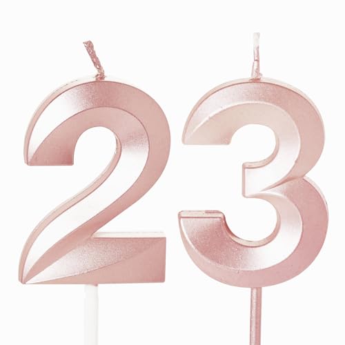 Geburtstagskerzen zum 23. Geburtstag, Zahl 23, Kerzen für Geburtstagskuchen, 23. Geburtstagskerzen, 23. Geburtstag, Kuchendekoration, 23. Geburtstag, für 23 Jahre, Roségold Geburtstagskerzen zum 23. Geburtstag, Zahl 23, Kerzen für Geburtstagskuchen, 23. Geburtstagskerzen, 23. Geburtstag, Kuchendekoration, 23. Geburtstag, für 23 Jahre, Roségold von YAAVAAW