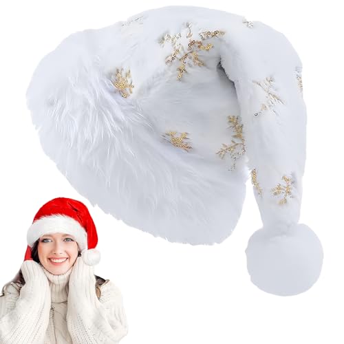 YAAVAAW Gold Schnee Weihnachtsmütze für Erwachsene und Kinder, 30*43cm Deluxe Nikolausmütze, Warm, Dicker Nikolaus Mütze Santa Clause Mütze für Männer, Frauen, Familie, Weihnachtsfeier YAAVAAW Gold Schnee Weihnachtsmütze für Erwachsene und Kinder, 30*43cm Deluxe Nikolausmütze, Warm, Dicker Nikolaus Mütze Santa Clause Mütze für Männer, Frauen, Familie, Weihnachtsfeier von YAAVAAW