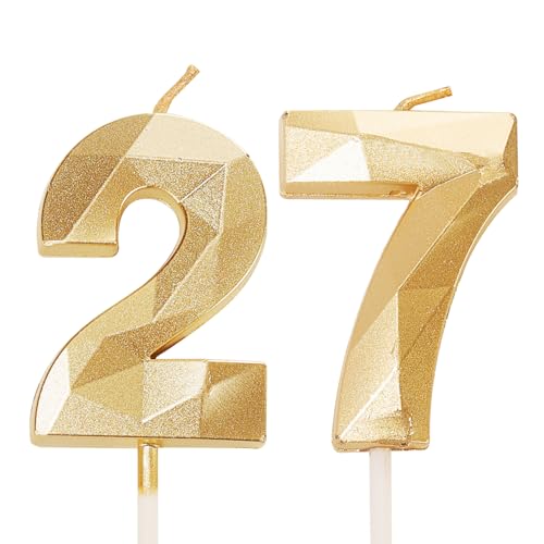 Goldene Kerzen zum 27. Geburtstag – 27 Kerzen für Kuchen, Kuchendekorationen für 27 Jahre Goldene Kerzen zum 27. Geburtstag – 27 Kerzen für Kuchen, Kuchendekorationen für 27 Jahre von YAAVAAW