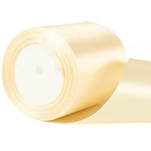 Halloween-Satinband, Polyesterband, Ballonband, Stoff, dickes Band zum Basteln, Weihnachten, Valentinstag, Blumensträuße, Kuchen, Hochzeit, Party-Dekorationen (Elfenbeinweiß, 100 mm) von YAAVAAW
