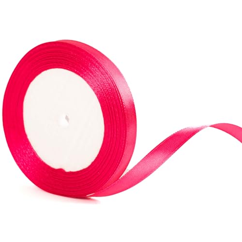 Halloween-Satinband, Polyesterband, Ballonband, Stoff, dickes Band zum Basteln, Weihnachten, Valentinstag, Blumensträuße, Kuchen, Hochzeit, Party-Dekorationen (Hot Pink, 10 mm) von YAAVAAW