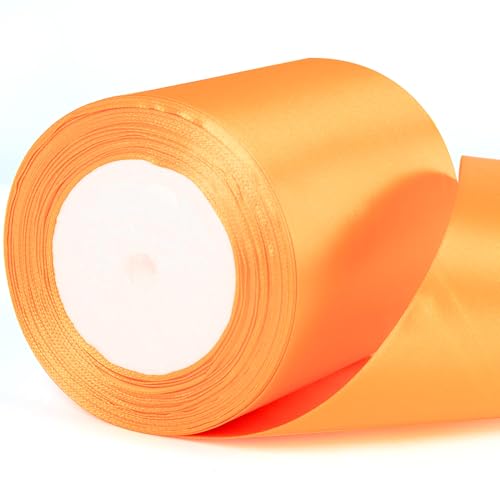 Halloween-Satinband, Polyesterband, Ballonband, Stoff, dickes Band zum Basteln, Weihnachten, Valentinstag, Blumensträuße, Kuchen, Hochzeit, Party-Dekorationen (Orange, 100 mm) von YAAVAAW