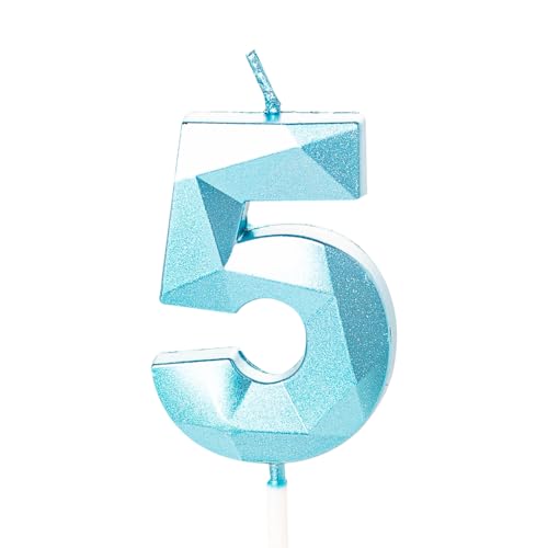 Kerze zum 5. Geburtstag, für Kuchen, Zahl 5, Blau Kerze zum 5. Geburtstag, für Kuchen, Zahl 5, Blau von YAAVAAW