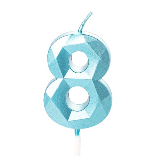 Kerze zum 8. Geburtstag, blaue Zahl 8, Kerze für Geburtstagskuchen, blaue Kerze zum 8. Geburtstag, 8. Geburtstag, Kuchenkerze, Tortenaufsätze für 8 Jahre alte Jungen, Blau Kerze zum 8. Geburtstag, blaue Zahl 8, Kerze für Geburtstagskuchen, blaue Kerze zum 8. Geburtstag, 8. Geburtstag, Kuchenkerze, Tortenaufsätze für 8 Jahre alte Jungen, Blau von YAAVAAW