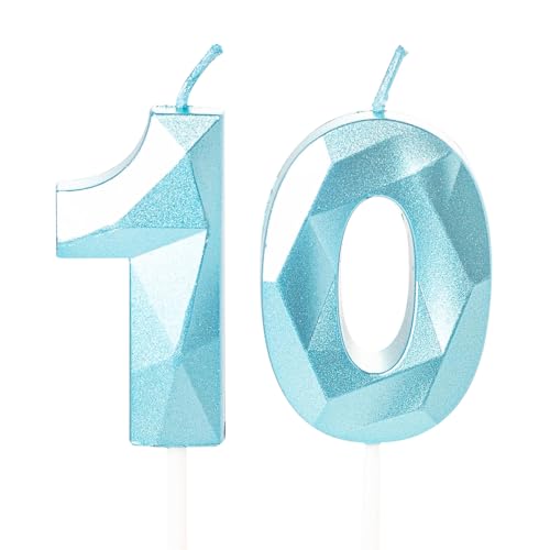 Kerzen zum 10. Geburtstag, blaue Zahl 10 Kerzen für Geburtstagskuchen, blau 10 Geburtstagskerzen für Kuchen, 10. Geburtstag, Kuchendekoration für 10 Jahre alte Jungen, Blau Kerzen zum 10. Geburtstag, blaue Zahl 10 Kerzen für Geburtstagskuchen, blau 10 Geburtstagskerzen für Kuchen, 10. Geburtstag, Kuchendekoration für 10 Jahre alte Jungen, Blau von YAAVAAW