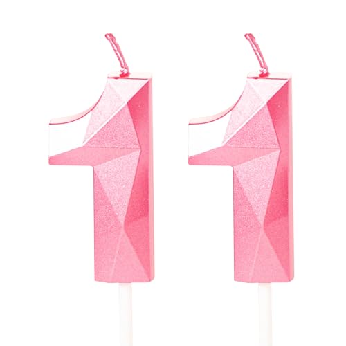 Kerzen zum 11. Geburtstag, Nummer 11, rosa Kerzen für Kuchendekorationen Kerzen zum 11. Geburtstag, Nummer 11, rosa Kerzen für Kuchendekorationen von YAAVAAW