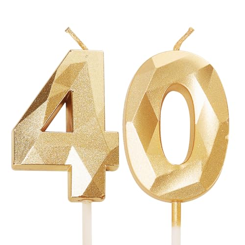 Kerzen zum 40. Geburtstag, goldene Zahl 40 Kerzen für Geburtstagskuchen, Gold 40 Geburtstagskerzen zum 40. Geburtstag für Kuchen, 40. Geburtstag, Tortenaufsätze für 40 Jahre alte Frauen, Männer, Gold Kerzen zum 40. Geburtstag, goldene Zahl 40 Kerzen für Geburtstagskuchen, Gold 40 Geburtstagskerzen zum 40. Geburtstag für Kuchen, 40. Geburtstag, Tortenaufsätze für 40 Jahre alte Frauen, Männer, Gold von YAAVAAW