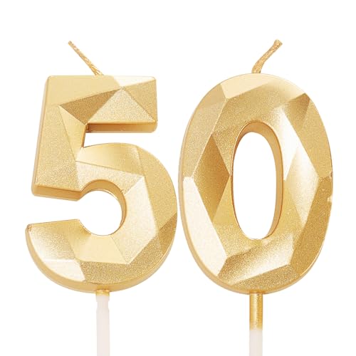 Kerzen zum 50. Geburtstag, goldene Zahl 50 Kerzen für Geburtstagskuchen, Gold 50 Geburtstagskerzen zum 50. Geburtstag für Kuchen, 50. Geburtstag, Tortenaufsätze für 50 Jahre alte Frauen, Männer, Gold Kerzen zum 50. Geburtstag, goldene Zahl 50 Kerzen für Geburtstagskuchen, Gold 50 Geburtstagskerzen zum 50. Geburtstag für Kuchen, 50. Geburtstag, Tortenaufsätze für 50 Jahre alte Frauen, Männer, Gold von YAAVAAW