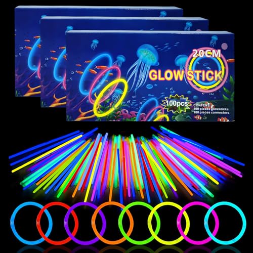 Mehrfarbige Leuchtstäbe, Party-Pakete, leuchtet im Dunkeln, Partyzubehör, Kinder-Leuchtstab-Halsketten, Armbänder, 20 cm Leuchtstäbe, Großpackung für Kinder und Erwachsene, Halloween, Weihnachten, Mehrfarbige Leuchtstäbe, Party-Pakete, leuchtet im Dunkeln, Partyzubehör, Kinder-Leuchtstab-Halsketten, Armbänder, 20 cm Leuchtstäbe, Großpackung für Kinder und Erwachsene, Halloween, Weihnachten, von YAAVAAW
