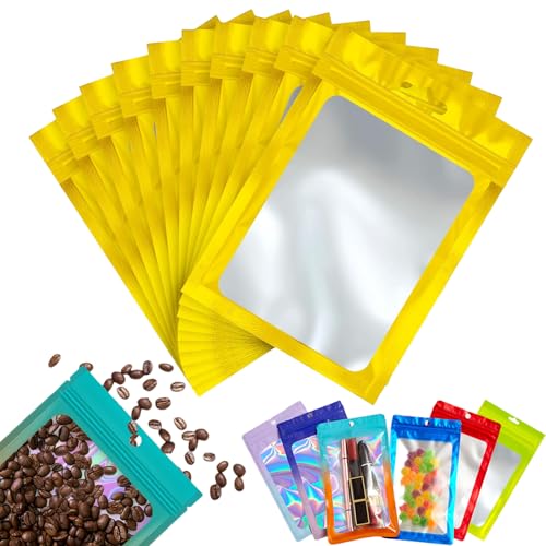 20 Stück Zip-Beutel Medium Mylar Bags Gold Holografische Beutel 16x24cm,Wiederverschließbare Mylar Beutel,Geruchsdichte Baggys Ziplock-Beutel Polybeutel für Schmuck,Lebensmittel,Kleine Unternehmen von YAAVAAW