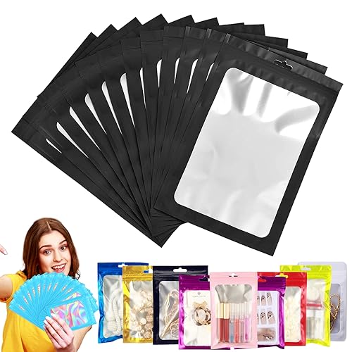 20 Stück Zip-Beutel Medium Mylar Bags Schwarz Holografische Beutel 16x24cm,Wiederverschließbare Mylar Beutel,Geruchsdichte Baggys Ziplock-Beutel Polybeutel für Schmuck,Lebensmittel,Kleine Unternehmen von YAAVAAW