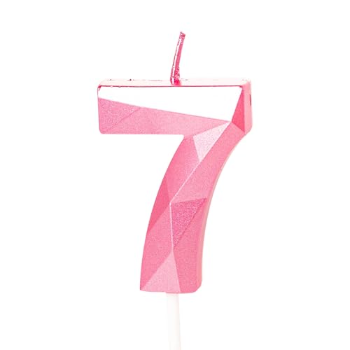 Rosa Kerze zum 7. Geburtstag, für Kuchen, Tortenaufsätze zum 7. Geburtstag Rosa Kerze zum 7. Geburtstag, für Kuchen, Tortenaufsätze zum 7. Geburtstag von YAAVAAW