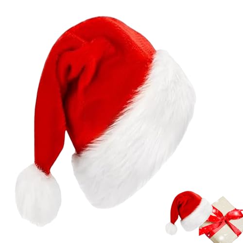 Rote Weihnachtsmütze für Kinder, Erwachsene, 28 x 38 cm, luxuriöse Weihnachtsmütze, Plüsch-Weihnachtsmannmütze, Unisex, Weihnachtsmannmütze, Weihnachtsmannmütze, Kostüm, Geschenke für Damen, Herren, von YAAVAAW