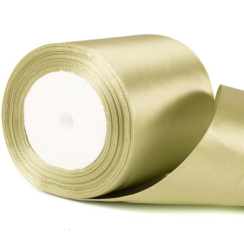 Satinband, 10 cm, Salbeigrün – dickes Hochzeitsautoband für Geschenkverpackungen, Blumenstrauß, Basteln, Hochzeitsautoschleifendekoration und Geschenkverpackung von YAAVAAW