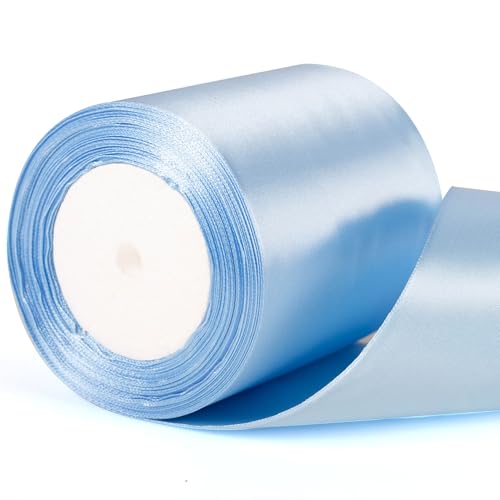 Satinband, 10 cm breit, hellblau, Hochzeitsautoband, 10,2 cm dick, für Geschenkverpackungen, Blumenstrauß, Basteln, Hochzeitsautoschleife, Dekoration, Geschenkverpackung Satinband, 10 cm breit, hellblau, Hochzeitsautoband, 10,2 cm dick, für Geschenkverpackungen, Blumenstrauß, Basteln, Hochzeitsautoschleife, Dekoration, Geschenkverpackung von YAAVAAW