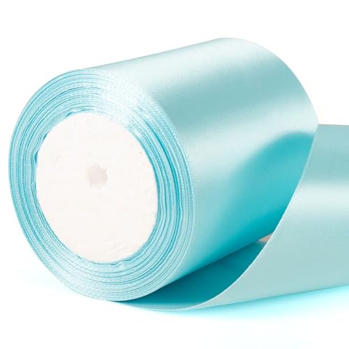 Satinband, 10 cm breit, himmelblau, 10,2 cm dick, Azurblau, Hochzeitsauto-Dekoration für Geschenkverpackungen, Blumensträuße, Kuchen, Geschenkverpackungen Satinband, 10 cm breit, himmelblau, 10,2 cm dick, Azurblau, Hochzeitsauto-Dekoration für Geschenkverpackungen, Blumensträuße, Kuchen, Geschenkverpackungen von YAAVAAW