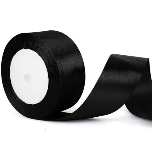 Satinband, 50 mm breit, 5,1 cm dick, für Geschenkverpackungen, Haarschleifen, Blumenstrauß, Basteln, Hochzeitsdekoration, Kuchen, Halloween, Geschenkverpackungen, Schwarz Satinband, 50 mm breit, 5,1 cm dick, für Geschenkverpackungen, Haarschleifen, Blumenstrauß, Basteln, Hochzeitsdekoration, Kuchen, Halloween, Geschenkverpackungen, Schwarz von YAAVAAW