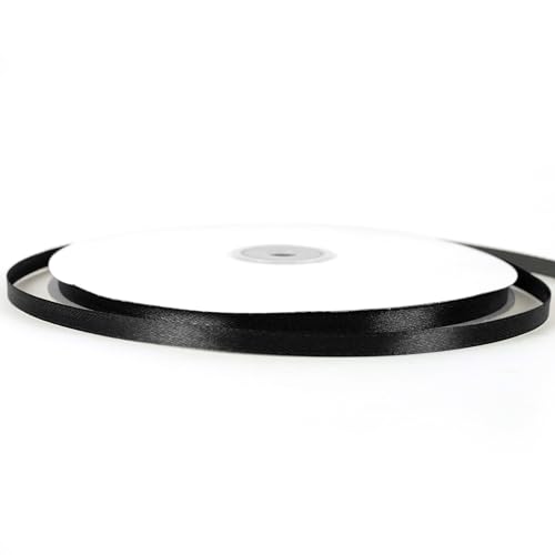 Satinband, 6 mm breit, 91 m, Geschenkverpackung und Dekoration, Schwarz Satinband, 6 mm breit, 91 m, Geschenkverpackung und Dekoration, Schwarz von YAAVAAW