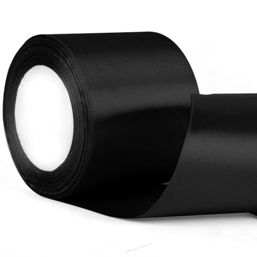 Satinband, 75 mm breit, 7,6 cm, für Geschenkverpackungen, Blumensträuße, Hochzeit, Autoschleife, Halloween-Dekoration, Geschenkverpackung, Schwarz Satinband, 75 mm breit, 7,6 cm, für Geschenkverpackungen, Blumensträuße, Hochzeit, Autoschleife, Halloween-Dekoration, Geschenkverpackung, Schwarz von YAAVAAW