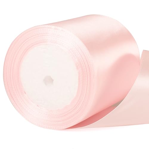 Satinband für Hochzeitsauto, Geschenkverpackungen, Blumensträuße, Kuchen, Geschenkverpackungen, 10 cm breit, Babyrosa von YAAVAAW