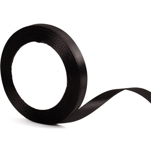 Satinband zum Verpacken von Geschenken, 10 mm, 22 m, dünnes Halloween-Band für Geschenk, Kuchen, Haarschleife, Blumenstrauß, Basteldekoration, Schwarz Satinband zum Verpacken von Geschenken, 10 mm, 22 m, dünnes Halloween-Band für Geschenk, Kuchen, Haarschleife, Blumenstrauß, Basteldekoration, Schwarz von YAAVAAW
