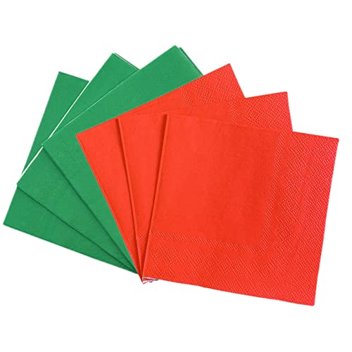 Servietten, grün, rot, 33 cm, 40 Stück, Weihnachtsfeier, Papierservietten, Einwegservietten, Getränke, Mittagessen, dekorative Papierservietten, einfarbige Servietten, 2-lagig für Bar, Restaurant Servietten, grün, rot, 33 cm, 40 Stück, Weihnachtsfeier, Papierservietten, Einwegservietten, Getränke, Mittagessen, dekorative Papierservietten, einfarbige Servietten, 2-lagig für Bar, Restaurant von YAAVAAW
