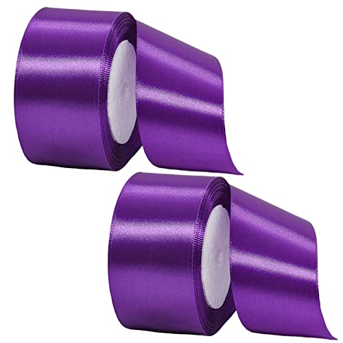 Stoffband, Satinband, Polyester, doppelseitiges Satinband, 5 cm, Violett von YAAVAAW