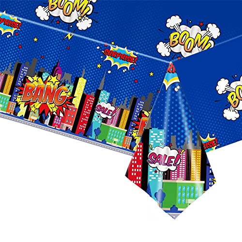 Superhelden-Party-Tischdecke für Jungen, Mädchen, 130x220 cm, blaue Superhelden-Party-Tischdecke, Kunststoff, Marvel Avengers, Tischdecke, Party für Kinder, Babyparty, Superhelden, Party-Dekorationen Superhelden-Party-Tischdecke für Jungen, Mädchen, 130x220 cm, blaue Superhelden-Party-Tischdecke, Kunststoff, Marvel Avengers, Tischdecke, Party für Kinder, Babyparty, Superhelden, Party-Dekorationen von YAAVAAW