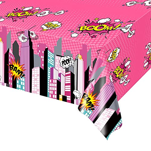 Superhelden-Party-Tischdecke für Mädchen, 130x220 cm, rosa Superhelden-Tischdecke, Kunststoff, Superhelden-Tischdecke, Party für Kinder, Babyparty, Geburtstag, Tischdekoration, Zubehör Superhelden-Party-Tischdecke für Mädchen, 130x220 cm, rosa Superhelden-Tischdecke, Kunststoff, Superhelden-Tischdecke, Party für Kinder, Babyparty, Geburtstag, Tischdekoration, Zubehör von YAAVAAW