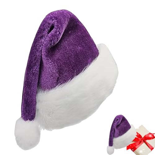 Violette Weihnachtsmütze für Erwachsene, Kinder, 32 x 45 cm, luxuriöser Weihnachtsmütze, Plüsch-Weihnachtsmannmütze, Unisex, Weihnachtsmannmütze, Weihnachtsmannmütze, Kostüm, Geschenke für Damen, von YAAVAAW