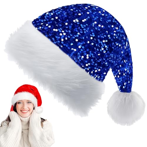 YAAVAAW Blau Pailletten Weihnachtsmütze für Erwachsene Kinder,35*45cm Nikolausmütze Plüsche Weihnachtsmann Mütze,Warm Dicker Nikolaus Mütze Santa Clause Mütze für Männer Frauen Familie Weihnachtsfeier YAAVAAW Blau Pailletten Weihnachtsmütze für Erwachsene Kinder,35*45cm Nikolausmütze Plüsche Weihnachtsmann Mütze,Warm Dicker Nikolaus Mütze Santa Clause Mütze für Männer Frauen Familie Weihnachtsfeier von YAAVAAW