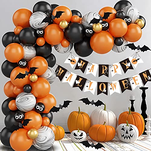 YAAVAAW Halloween Luftballons Orange Schwarz,81 Stück Ballon Girlande Set mit Glückliches Halloween-Banner 3D Fledermaus Matte Latex Ballons Folienballons,Deko für Geburtstag Grusel Party YAAVAAW Halloween Luftballons Orange Schwarz,81 Stück Ballon Girlande Set mit Glückliches Halloween-Banner 3D Fledermaus Matte Latex Ballons Folienballons,Deko für Geburtstag Grusel Party von YAAVAAW