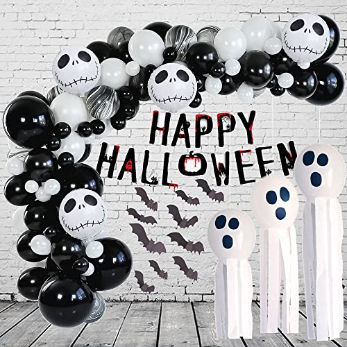 YAAVAAW Halloween Luftballons Weiß Schwarz,95 Stück Ballon Girlande Set mit Glückliches Halloween-Banner 3D Fledermaus Matte Latex Ballons Folienballons,Deko für Geburtstag Grusel Party YAAVAAW Halloween Luftballons Weiß Schwarz,95 Stück Ballon Girlande Set mit Glückliches Halloween-Banner 3D Fledermaus Matte Latex Ballons Folienballons,Deko für Geburtstag Grusel Party von YAAVAAW