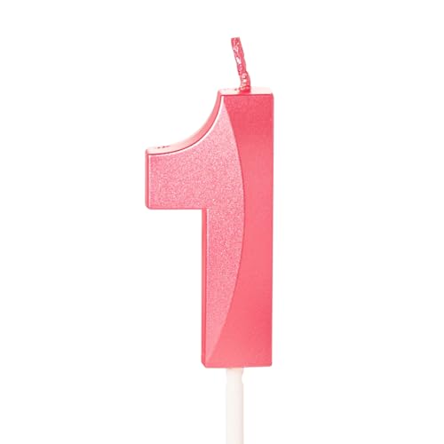 Zahlenkerze für Kuchen, Geburtstagskerzen für Kuchen, Geburtstagskerzen, Kuchenaufsatz für Kinder, Jungen, Geburtstag, Hochzeit, Firma, Jahrestag, Kuchendekorationen (Rosa, 1) von YAAVAAW