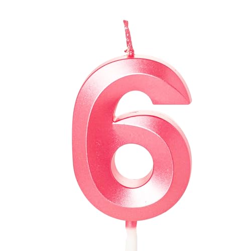 Zahlenkerze für Kuchen, Geburtstagskerzen für Kuchen, Geburtstagskerzen, Kuchenaufsatz für Kinder, Jungen, Geburtstag, Hochzeit, Firma, Jahrestag, Kuchendekorationen (Rosa, 6) von YAAVAAW