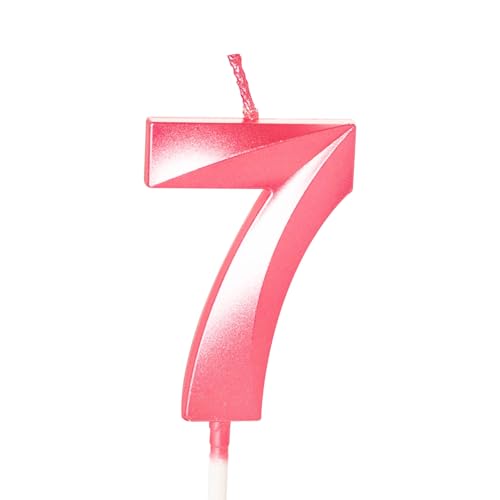 Zahlenkerze für Kuchen, Geburtstagskerzen für Kuchen, Geburtstagskerzen, Kuchenaufsatz für Kinder, Jungen, Geburtstag, Hochzeit, Firma, Jahrestag, Kuchendekorationen (Rosa, 7) von YAAVAAW