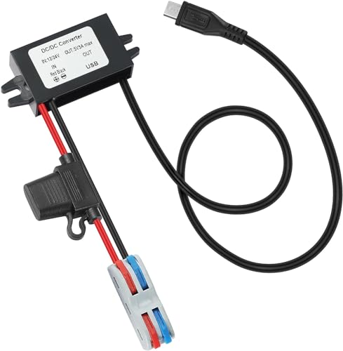 YABOANG DC-DC USB-MICRO Konverter, Spannungswandler 12/24V zu 5V 3A 15W MAX mit wasserdichter Sicherung und Klemmleiste, automatischer Abwärtsspannungsregler, für Automotoren und Instrumente etc YABOANG DC-DC USB-MICRO Konverter, Spannungswandler 12/24V zu 5V 3A 15W MAX mit wasserdichter Sicherung und Klemmleiste, automatischer Abwärtsspannungsregler, für Automotoren und Instrumente etc von YABOANG