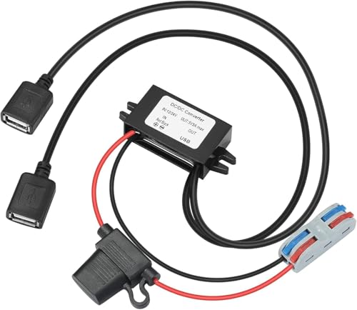 YABOANG DC-DC-Wandler Dual USB Port Buck 12/24V to 5V 3A 15W MAX,DC-Spannungswandler 8-32V zu 5V 3A, 8-32V Converter,mit wasserdichter Sicherung und Klemmleiste, automatischer Abwärtsspannungsregler YABOANG DC-DC-Wandler Dual USB Port Buck 12/24V to 5V 3A 15W MAX,DC-Spannungswandler 8-32V zu 5V 3A, 8-32V Converter,mit wasserdichter Sicherung und Klemmleiste, automatischer Abwärtsspannungsregler von YABOANG