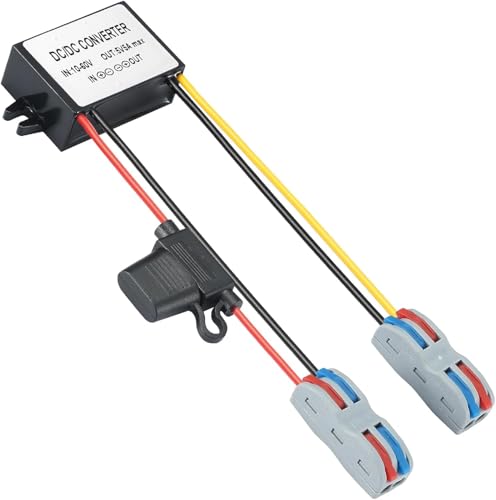 YABOANG DC Konverter 10-60V auf 5V, Spannungswandler 12/24/36/48/60V zu 5V 5A 25W MAX, DC-Wandler Buck 10-60V auf 25W mit wasserdichter Sicherung und Klemmleiste, Abwärtsspannungsregler YABOANG DC Konverter 10-60V auf 5V, Spannungswandler 12/24/36/48/60V zu 5V 5A 25W MAX, DC-Wandler Buck 10-60V auf 25W mit wasserdichter Sicherung und Klemmleiste, Abwärtsspannungsregler von YABOANG