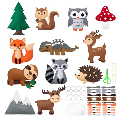 YAEGIMHT 12 Pcs Nähset Kinder, Filztiere Nähset Für Kinder, Wald Tier Nähen, Bastelset kinds ab 6 Jahre, Pädagogisches DIY Handwerker Set Enthält Tiere Wie Füchse, Eulen, Igel Animals Sewing Kit YAEGIMHT 12 Pcs Nähset Kinder, Filztiere Nähset Für Kinder, Wald Tier Nähen, Bastelset kinds ab 6 Jahre, Pädagogisches DIY Handwerker Set Enthält Tiere Wie Füchse, Eulen, Igel Animals Sewing Kit von YAEGIMHT