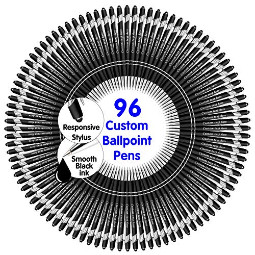 YAEILOV Personalisierte Kugelschreiber Metall Großraum Stifte mit Stift Schwarze Tinte für Männer Frauen- Gravur Namen Text oder Logo - 96er Pack von YAEILOV