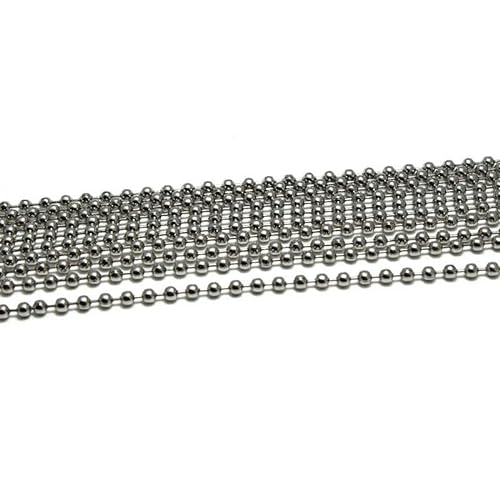 1 Packungen/Lot 1,5–10 mm Edelstahl-Perlen-Kugelkette, Bulk für Halsketten, Ketten, DIY-Anhänger, Schlüsselanhänger, Schmuckherstellung, Zubehör – Perlenketten 3,2 mm von YAGNYUOG