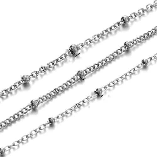 2 Meter/Los 1,6/1,8/2 mm Edelstahl-Kugelkette, keine verblassenden Perlen, Ketten für DIY-Schmuckherstellung, Halskette, Armband, Zubehör, Stahl, 1,8 mm x 2 Meter von YAGNYUOG