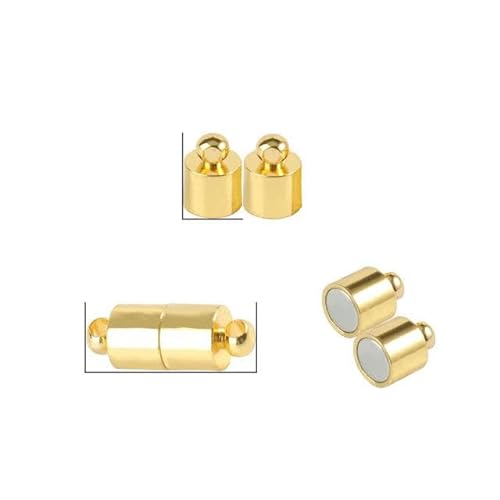 5 Sets Silber/Goldfarbene Edelstahl-Magnetverschlüsse, handgefertigt, für die Schmuckherstellung, DIY-Armbänder, Halsketten, Zubehör, 6 x 16 mm, Gold, 5 Sets von YAGNYUOG